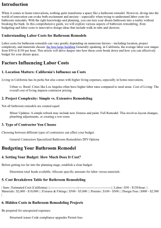 Labor Costs for Bathroom Remodels: Budgeting Your Dream Space