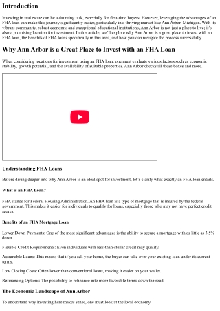 Why Ann Arbor is a Great Place to Invest with an FHA Loan