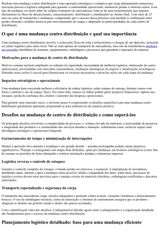 Mudança centro distribuição em Sorocaba: agilidade e segurança garantidas