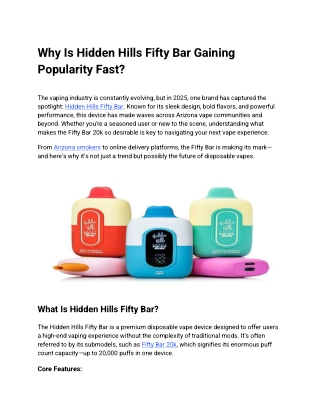 Why Is Hidden Hills Fifty Bar Gaining Popularity Fast_