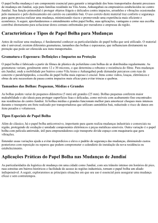 Papel bolha para mudança em Jundiaí: protege suas coisas com cuidado