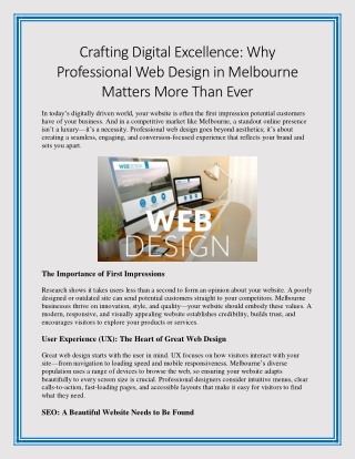 Crafting Digital Excellence Why Professional Web Design in Melbourne Matters More Than Ever