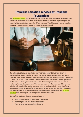 Franchise Litigation services by Franchise Foundations