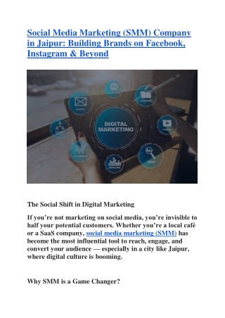 Social Media Marketing (SMM) Company in Jaipur_ Building Brands on Facebook, Instagram & Beyond