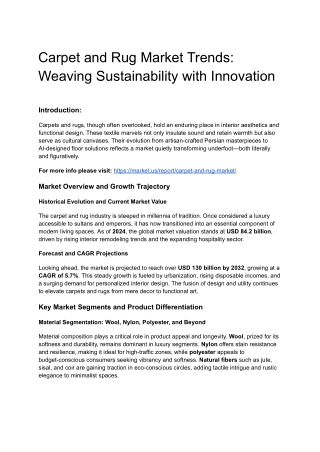 Carpet and Rug Market Trends: Weaving Sustainability with Innovation