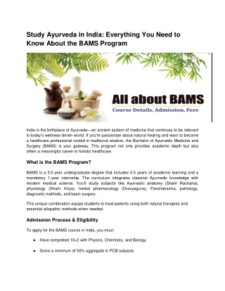 Study Ayurveda in India_ Everything You Need to Know About the BAMS Program