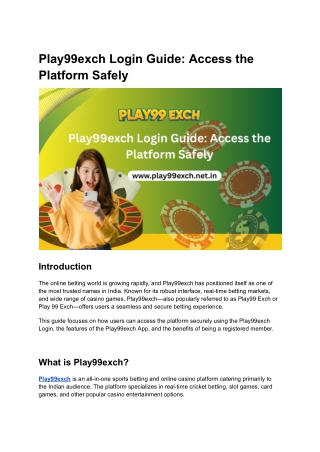 Play99exch Login Guide Access the Platform Safely