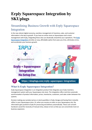 Boost Your E-commerce Efficiency with Erply Squarespace Integration