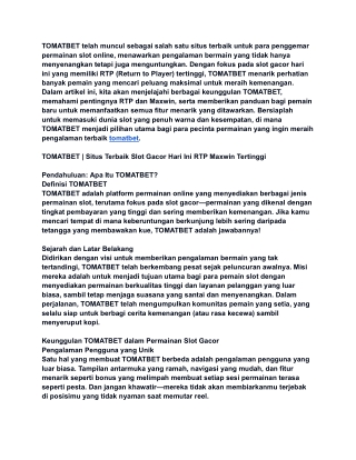 TOMATBET | Situs Terbaik Slot Gacor Hari Ini RTP Maxwin Tertinggi