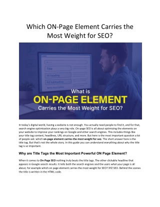 Which On-Page Element Carries the Most Weight for SEO