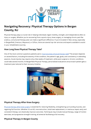 Physical Therapy in Bergen County