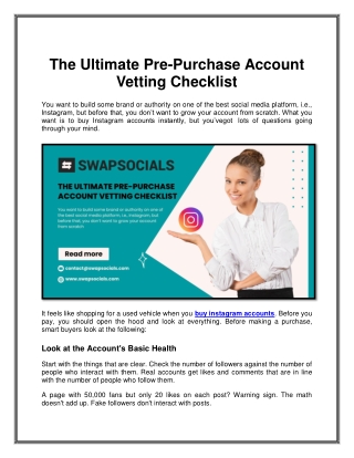 The Ultimate Pre-Purchase Account Vetting Checklist