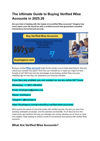 The Ultimate Guide to Buying Verified Wise Accounts in 2025.26