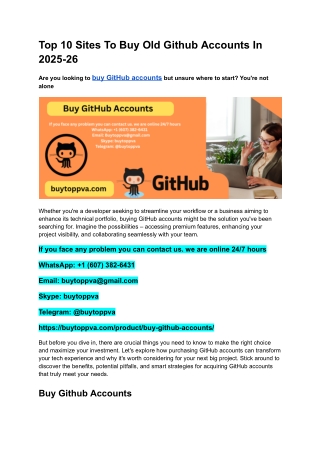 Top 10 Sites To Buy Old Github Accounts In 2025-26