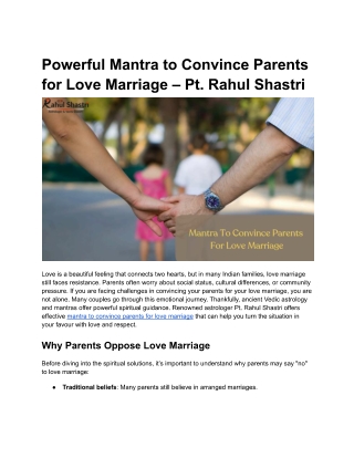 mantra to convince parents for love marriage