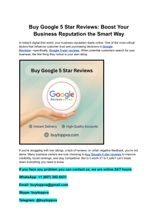 Buy Google 5 Star Reviews_ Boost Your Business Reputation the Smart Way