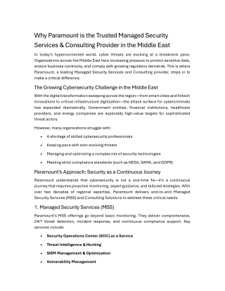 Why Paramount is the Trusted Managed Security Services & Consulting Provider in the Middle East