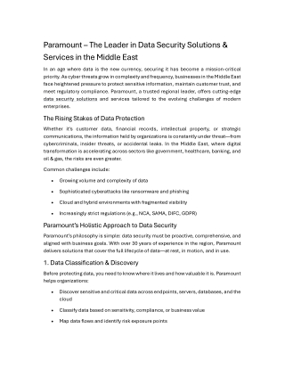 Paramount – The Leader in Data Security Solutions & Services in the Middle East