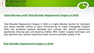 Quick Recovery with Total Shoulder Replacement Surgery in Delhi