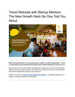 Travel retreats with startup mentors