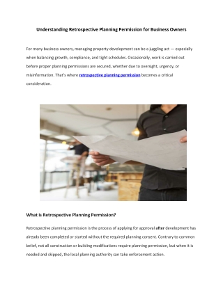 Understanding Retrospective Planning Permission for Business Owners