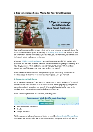 3 Tips to Leverage Social Media for Your Small Business