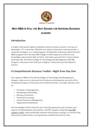 Why BBA Is Still the Best Degree for Aspiring Business Leaders
