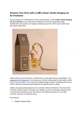 Enhance Your Drive with LLUM's Amber Vanilla Hanging Car Air Freshener