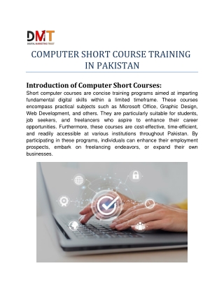 COMPUTER SHORT COURSE TRAINING IN PAKISTAN