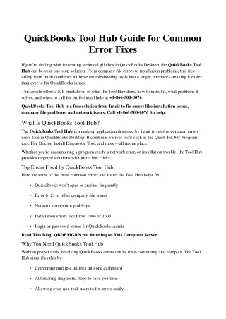 Download & Use QuickBooks Tool Hub – Fix Common Errors Fast