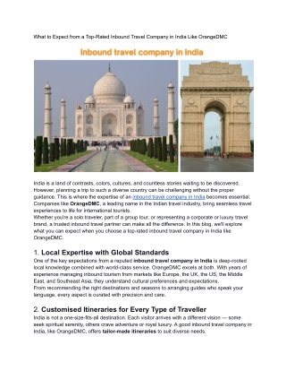 What to Expect from a Top-Rated Inbound Travel Company in India Like OrangeDMC