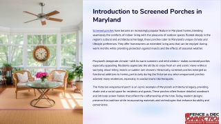 Screened Porches in Maryland