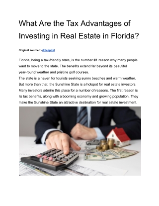 What Are the Tax Advantages of Investing in Real Estate in Florida