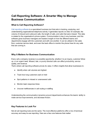 Call Reporting Software_ A Smarter Way to Manage Business Communication
