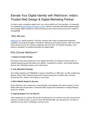 Elevate Your Digital Identity with WebVoom_ India's Trusted Web Design & Digital Marketing Partner