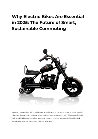 Why Electric Bikes Are Essential in 2025_ The Future of Smart, Sustainable Commuting