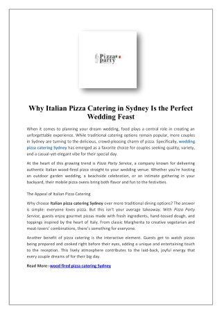 Wedding Pizza Catering Sydney | Pizza Party Service