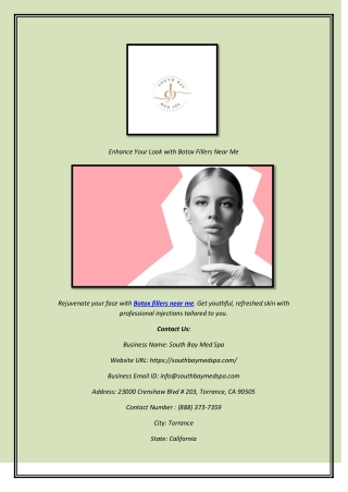 Enhance Your Look with Botox Fillers Near Me