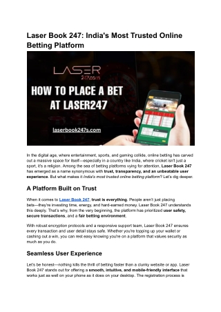 Laser Book 247_ India's Most Trusted Online Betting Platform
