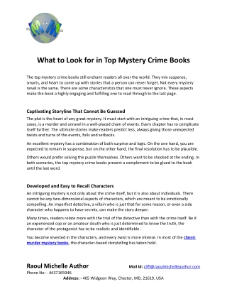 What to Look For In Top Mystery Crime Books