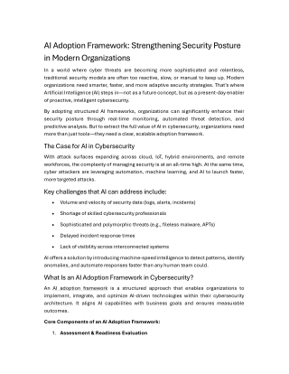 AI Adoption Framework Strengthening Security Posture in Modern Organizations