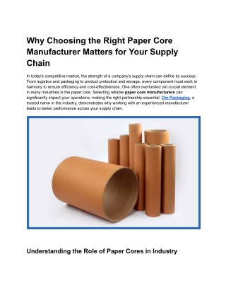 Paper Core Manufactures