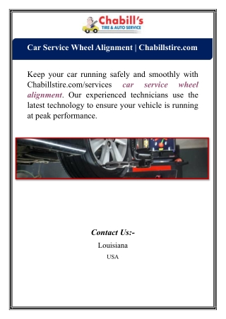 Car Service Wheel Alignment | Chabillstire.com
