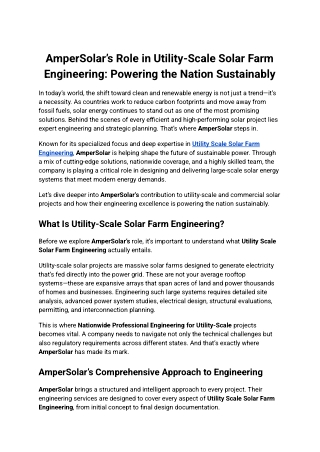 AmperSolar’s Role in Utility-Scale Solar Farm Engineering_ Powering the Nation Sustainably