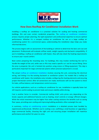 How Does Rooftop Air Conditioner Installation Work