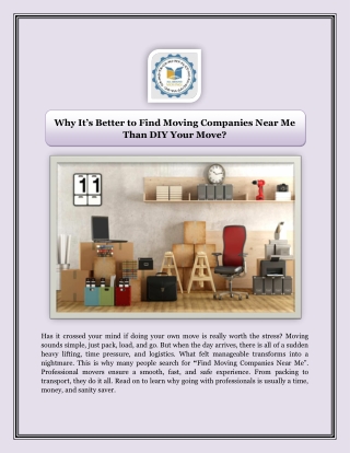 Why It’s Better to Find Moving Companies Near Me Than DIY Your Move?