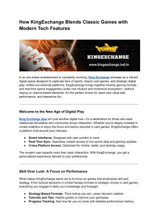 How KingExchange Blends Classic Games with Modern Tech Features