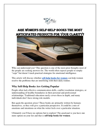 Are Women's Self-Help Books the Most Anticipated Products for Your Clarity?