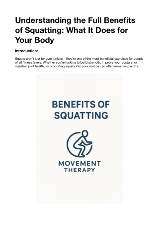 Benefits of Squatting - Movement Therapy EP