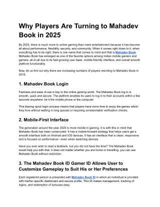 Why Players Are Turning to Mahadev Book in 2025